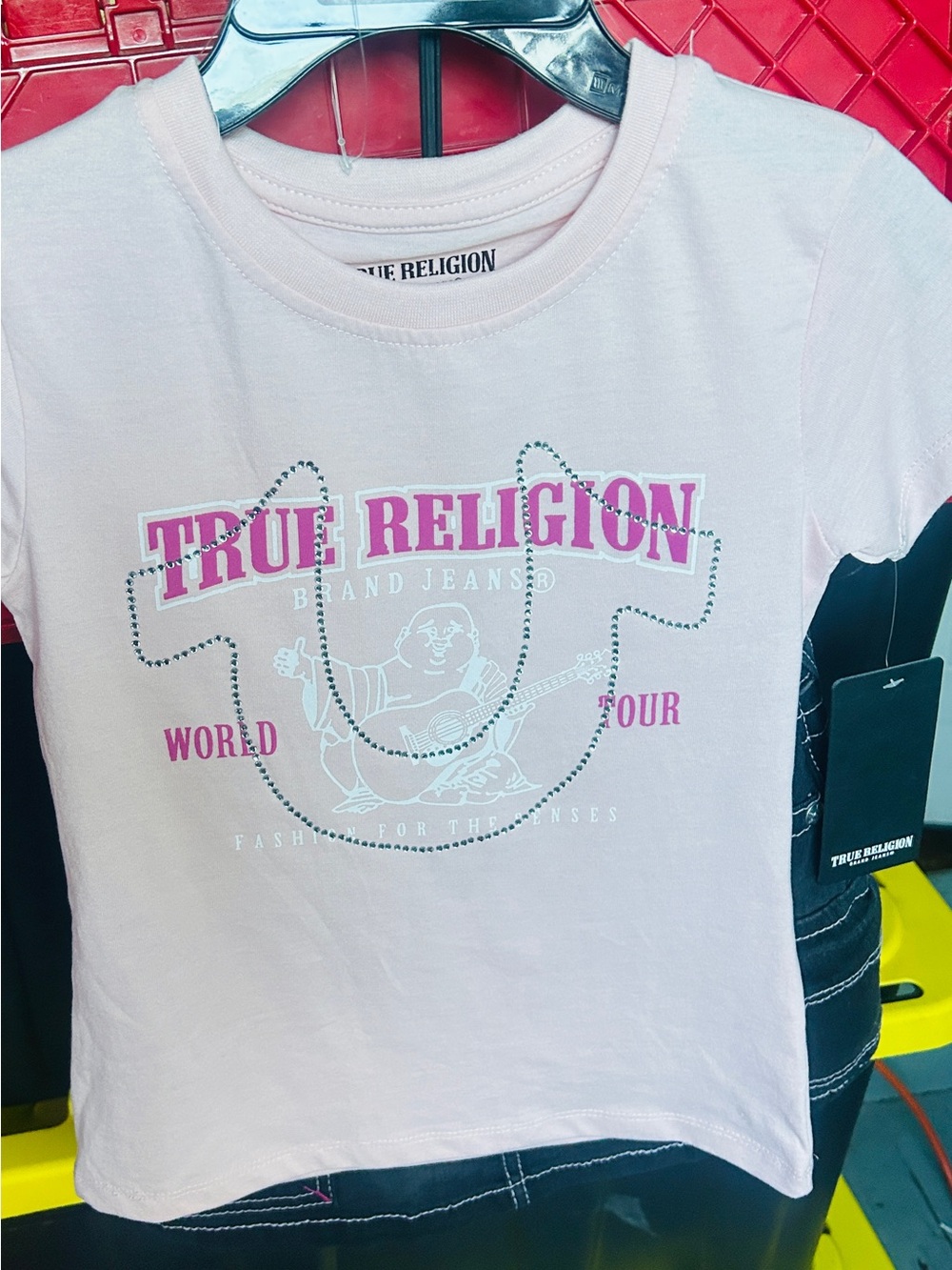 True Religion Light Pink Graphic Logo Tee & true religion, denim skirt - Picture 3 of 8